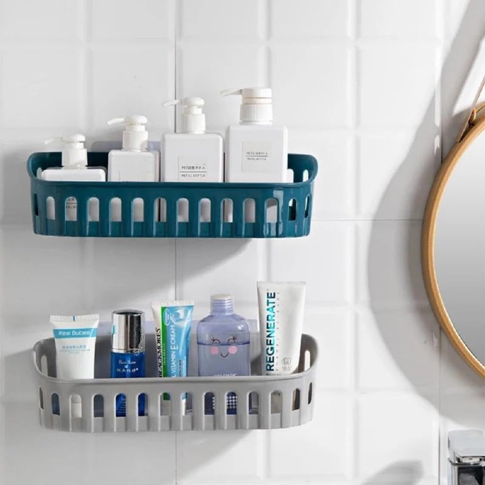 iSTAR Plastic Oval Wall Mounted Shelf with Adhesive Sticker Hook | Multipurpose Shower Rack or Toiletries Storage Organizer for Shampoo, Soap, Hand Wash, Home & Office Bathroom (Multicolour-Set of 2) (B0CL739M5Q) Amazon Price History, Amazon Price Tracker