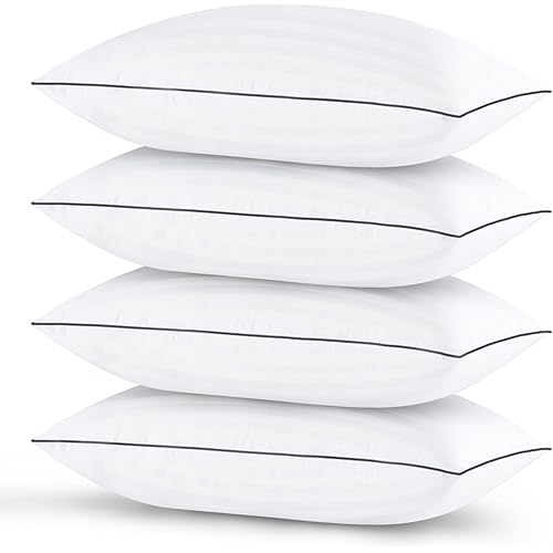 GOHOME Pillows Standard Size Set of 4 - Bed Pillows for Sleeping 4 Pack, Cooling Supportive Hotel Pillows with Premium Soft Down Alternative Fill for Side Stomach and Back Sleepers