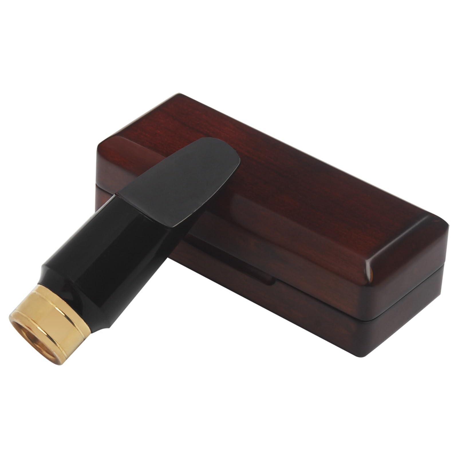 Boquilla Alto Estuche Para Boquilla De Saxofón De 2 Piezas + Boquilla (Estuche De Boquilla De Caoba, Boquilla De Oro Negro) Kit de Saxofón