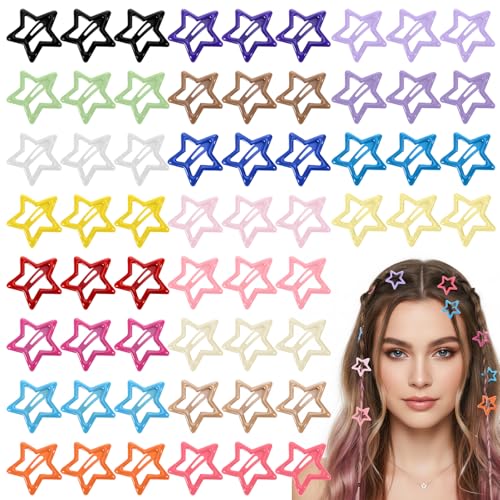 60 pinzas de cabello estrellas brillantes multicolor miniatura 1