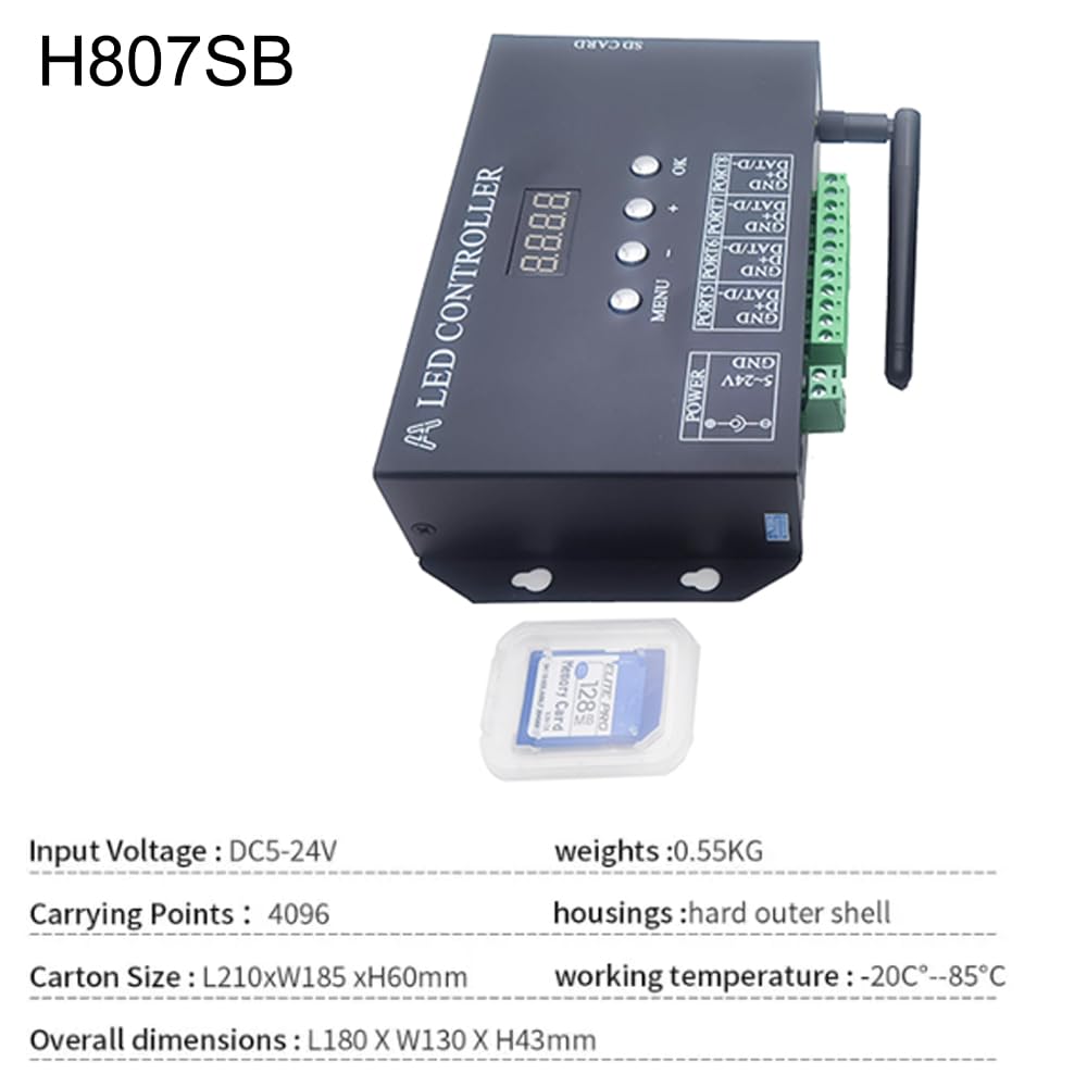 H807SA 8CH WS2811 WS2812B Art-Net DMX512 SPI LED Controller H807SB WiFi 4CH WS2812 WS2813 WS2815 APA102 Pixel Controller 5-24V (H807SB)