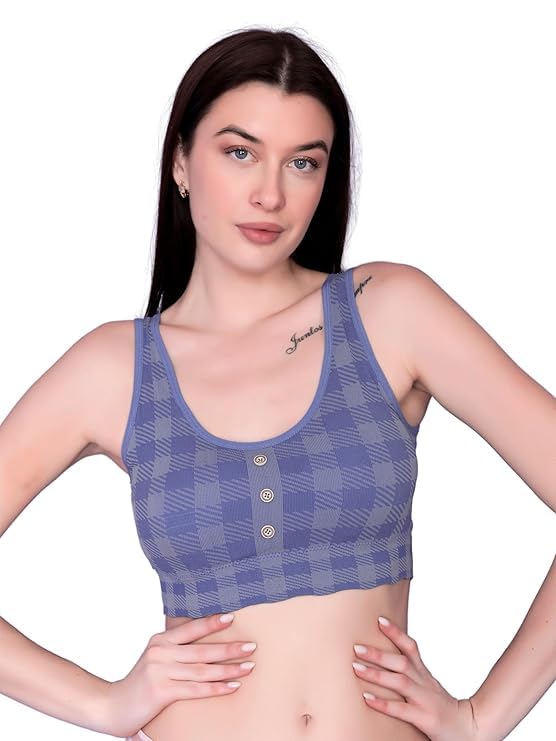 Blue Colors Extra Soft Gym were Women's Spandex Lightly Padded Non-Wired Sports Bra Removable Padded Bra for Workout Yoga Running Camisole Crop Tops Free Size-picture-22