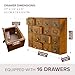 Card Catalog Desk Drawer Organizer - Wooden Storage Box with 16 Drawers - Home Office Desk Organizer Curio Cabinet - Rustic Drawers Dressers for Countertop- Apothecary Cabinet Tea Coffee Pod Storage