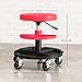 Imagen de HOMCOM Taburete de Taller Giratorio con Ruedas Altura Ajustable de 40-51 cm Asiento Taburete para Mecánico con 2 Bandejas para Herramientas Carga 135 kg para Garaje Reparación de Automóviles Rojo