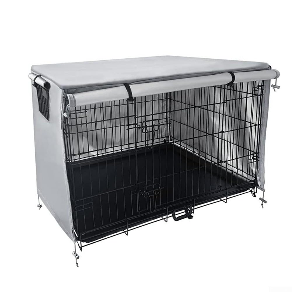Pet Crate Cover Compatible with Most Standard Sized Crates Delivers Consistent Shade and Calming Enclosure for Dogs (Gray)