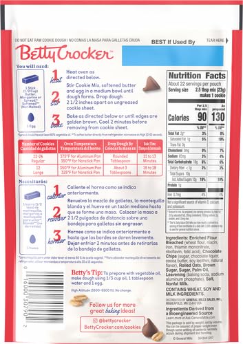 Image of Betty Crocker Cookie Mix, Oatmeal Chocolate Chip, Holiday Baking, 17.5 oz (Pack of 4)