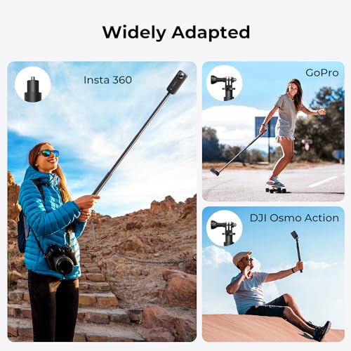 K&F CONCEPT MS07 153CM Selfie Stick,Unsichtbarer Selfiestick,Einbein Stativ mit GoPro-Adapter,Extendable Handheld Pole Stick Monopod Kompatible mit GoPro DJI Osmo Pocket 4/3,Insta360 X5/X4/Ace/Ace Pro 6