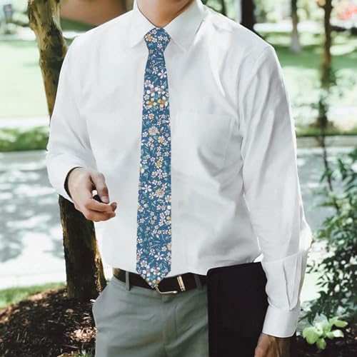 Image of Mantieqingway Men's Cotton Floral Neck Tie 2.56'' Printed Skinny Tie