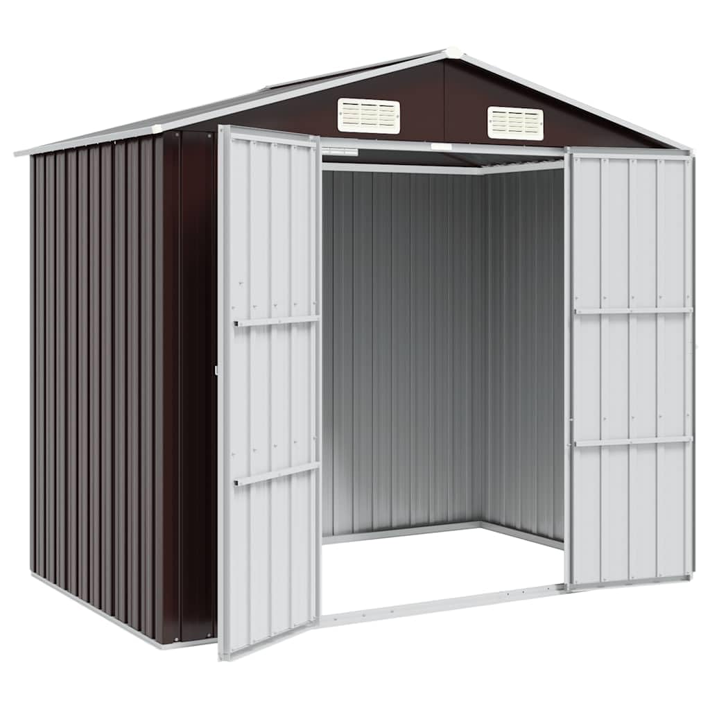 Cobertizo Braun 205 x 129 x 183 cm de acero galvanizado con techo inclinado para un almacenamiento duradero de herramientas, muebles de jardín, bicicletas, cortadoras de césped y más en jardín