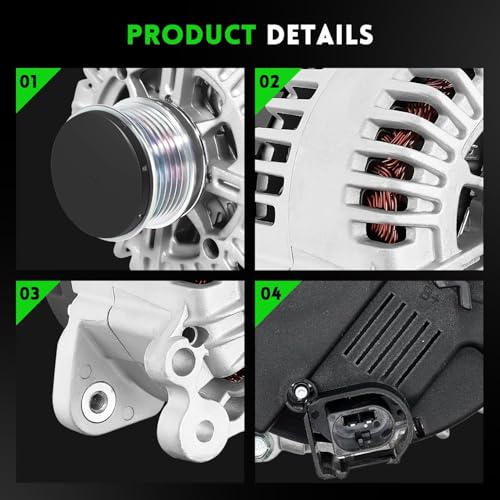 Image of 11134N Alternator Replacement for Jetta 2006-2014 2.0L /2011-2015 2.0L /2005-2006 1.9L, Passat 2006-2008 2.0L, GTI 2006-2008, Golf 2010-2014 2.0L, 12V 140Amp 6-Groove Pulley