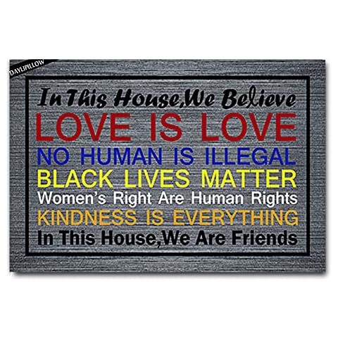 Funny Welcome Doormat - in This House, We Believe Door Mat Personalized Doormat Floor Door Mat Area Rug Entrance Mats Housewarming Gift 23.6" x 15.7" Cover