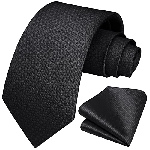Image of HISDERN Mens Ties Plaid Tie and Pocket Square Set Classic Woven Formal Checkered Neckties & Handkerchief Wedding Party