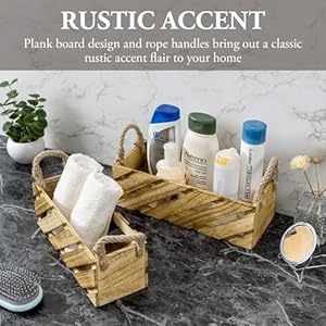 MyGift Rustic Storage Baskets, Natural Paulownia Wood Decorative Nesting Baskets with Rugged Rope Handles, Carrying Caddy Organizer Bins for Home Décor, 2 Piece Set MyGift Rustic Storage Baskets Natural Paulownia Wood Decorative Nesting Baskets with Rugged Rope Handles Carrying Caddy Organizer Bins for Home Decor 2 Piece Set