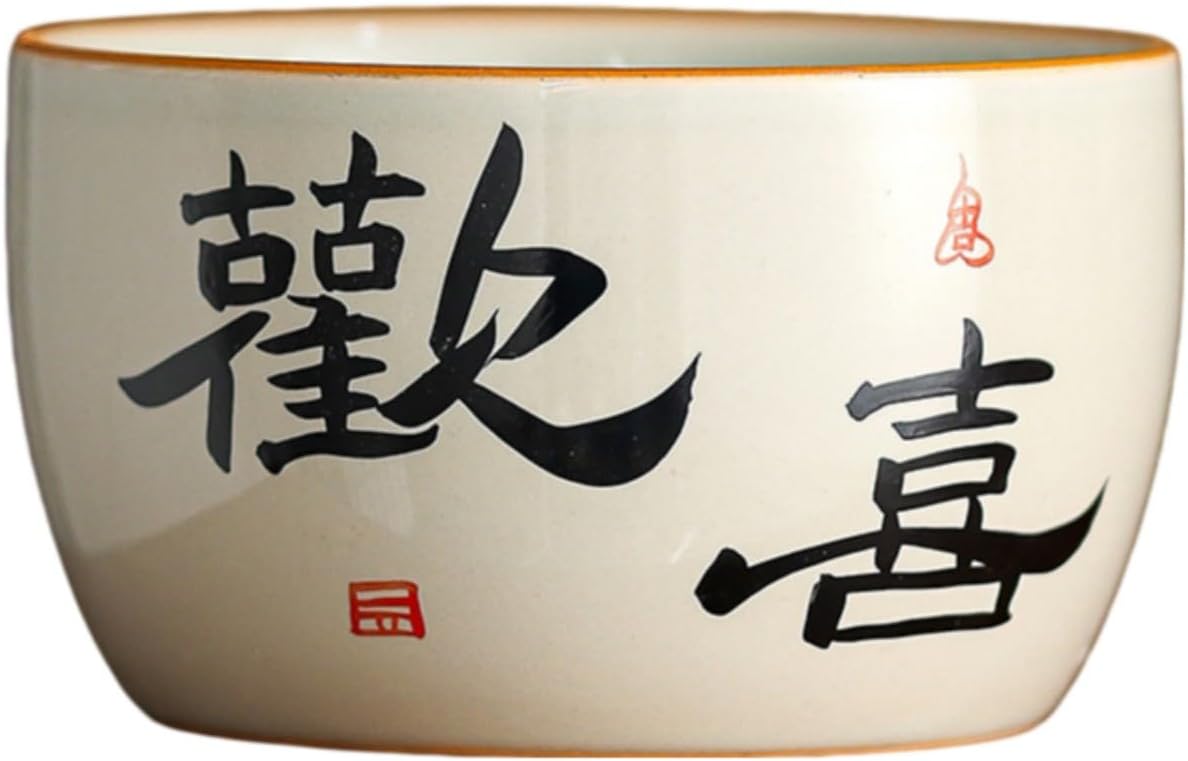 灰色纯手写隶体直边杯主人功夫陶瓷复 Ceramic Kung Fu Tea Set,teapot,Teacups,warming Wedding Birthday Gift,Tea Tray Chinese,Dishwasher Safe 灰色-纯手写隶体-直边杯【欢喜】