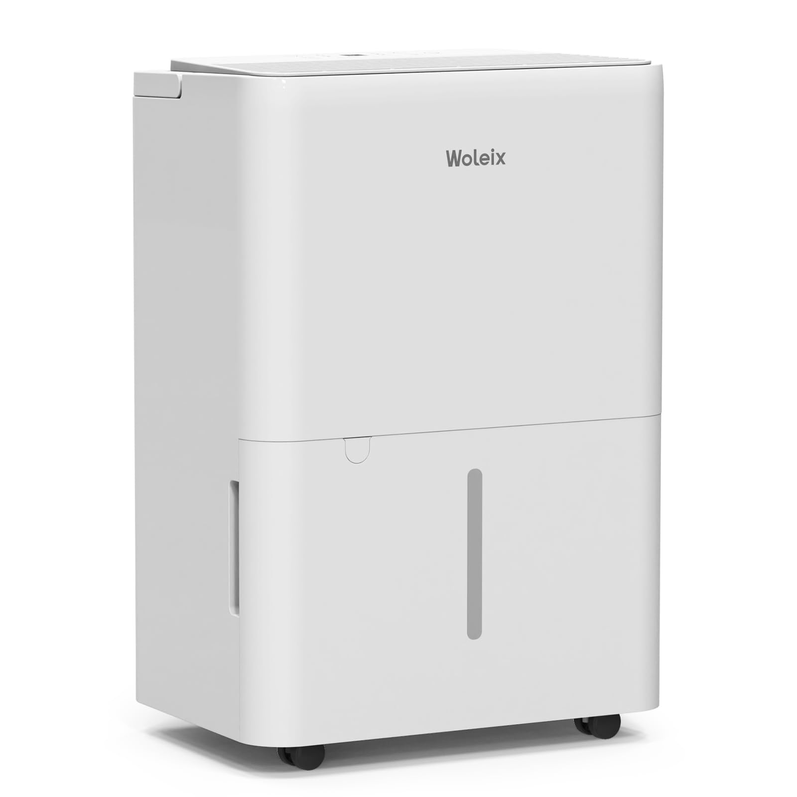 Woleix Luftentfeuchter elektrisch 12L, Entfeuchter elektrisch für Keller, Raumentfeuchter elektrisch 35dB für Räume bis zu 122m³/25m², mit Filter und 1M Ablaufschlauch, Timer, 10 J. Gar.