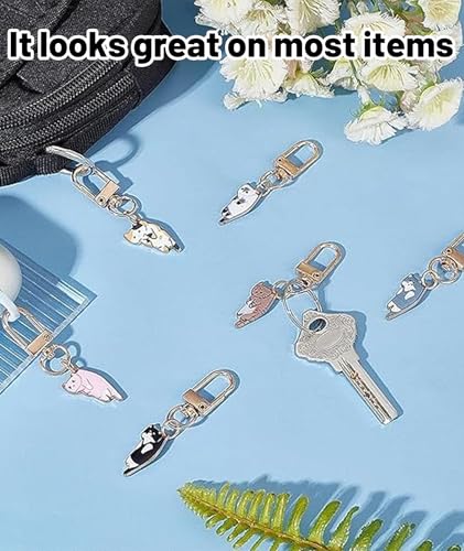 Image of 5Pcs Cat Keychain, Cute Cartoon Cat Phone Charms Set, Alloy Bag Charms for Phone Case and Purse, Aesthetic Mobile Accessories for Women and Girls, Gift for Cat Lovers and Couples