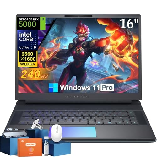 Image of Alienware 16 Area-51 Gaming Laptop(2025), 16 inch WQXGA 240Hz, Intel Ultra 9 275HX, 64 GB DDR5, 4 TB SSD, GeForce RTX 5080 16GB GDDR7, Wi-Fi 7, 4K Webcam, Windows 11 Pro, Accessory Kit
