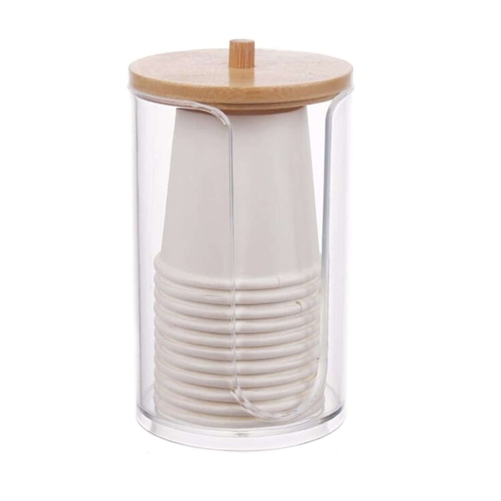 Caja de almacenamiento Caja de almacenamiento de acrílico Tarro de baño Organizador de maquillaje Soporte de almohadilla redonda de algodón Soporte dispensador de caja de bastoncillos de algodón ( Siz
