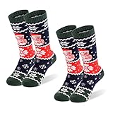 HYSENM 2 Paar Skisocken Kinder Thermo Wintersocken Warm Kniestrumpf für Jungen und Mädchen Weiche Winter Sportsocken atmungsaktive Snowboardsocken,Dunkelgrün dunkelblau S