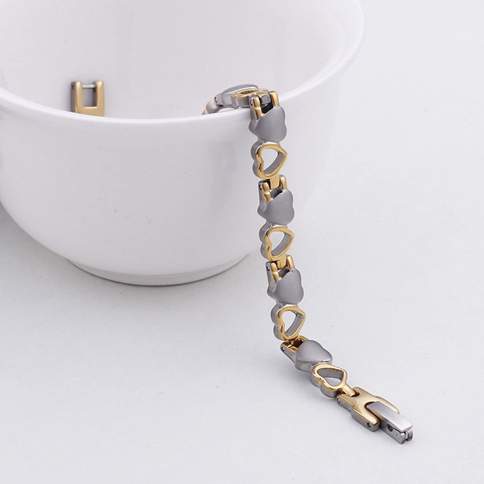 Pulseras Acero Inoxidable Hombre, Brazalete Joya Hombre Pulsera Amor Imán Plata Oro B 205X7mm para Aniversario