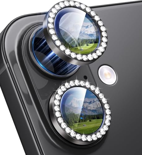 Image of Choiche for iPhone 17 Camera Lens Protector Bling, Individual Diamond Metal Ring with 9H Hardness, Scratch-Proof Camera Screen Protector, Stylish Accessories, Case Friendly (Black Diamond)