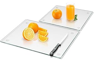 Tempered Glass Cutting Board Set: 12x16" & 12x8" (2-Pack) - Non-Slip, Heat-Resistant,...