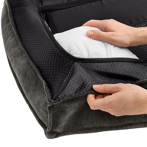 HUNTER Orthopädisches/Ergonomisches Hundebett MELUN, ergonomisches Hundebett mit Memoryschaum, druckentlastend und gelenkschonend, abnehmbarem Bezug, Farbe: anthrazit, Größe: M