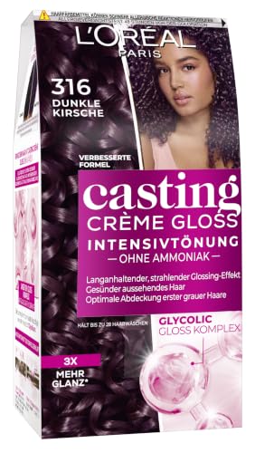 LOréal Paris Coloration ohne Ammoniak und ohne Silikone Pflegende Intensivtönung mit Glanz-Reflex-Balsam Casting Crème Gloss Haarfarbe Nr. 316 Dunkle Kirsche 1 Stück