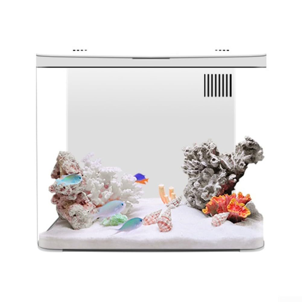 Gdfnmogo quarium for Betta Fish - Desktop Fish Tank with LED & 3-Stage Filter, Silent, Acrylic Eco Tank for Home Office (20x20x1(WHITE)