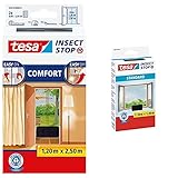 tesa Insect Stop COMFORT Fliegengitter für Türen - Insektenschutz Tür mit Klettband, anthrazit ( 2 x 65 cm )120 cm x 250 cm & Insect Stop STANDARD Fliegengitter für Fenster - 130 cm x 150 cm