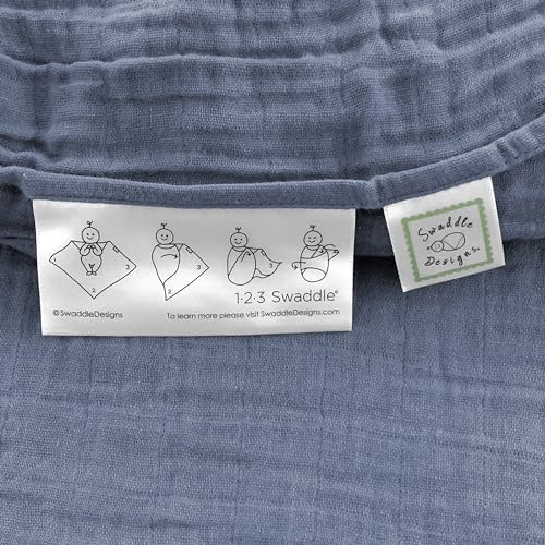Image of SwaddleDesigns Cotton Muslin Swaddle Blankets for Baby Boy & Baby Girl, Set of 4, Neutral Receiving Blankets for Newborn, Baby Registry & Gift, 46x46 inches, Coastal