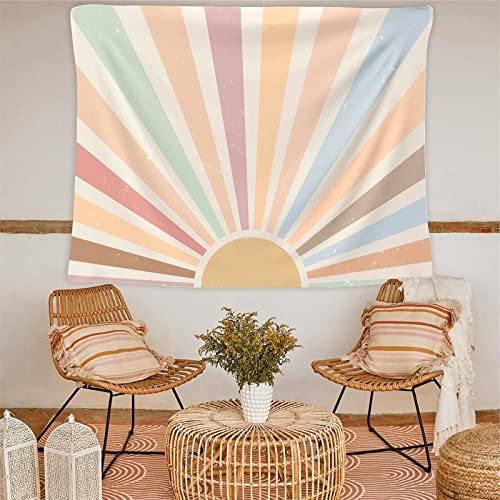 Mositu Sun Tapestry Vintage Wall Hanging Retro Rainbow Tapestry Sunset Sunrise Tapestry Sun Wall Hanging Decor For Bedroom Living Room (47.2X 59Inch) #TOP2