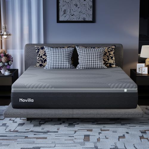Image of Novilla AiryFlow King Size Mattress 16 Inch, Gel Memory Foam King Mattress | for Cool Night & Spinal Alignment, Pressure Relief & Motion Isolation, Green Tea-Infused, CertiPUR-US Certified, Medium Firm