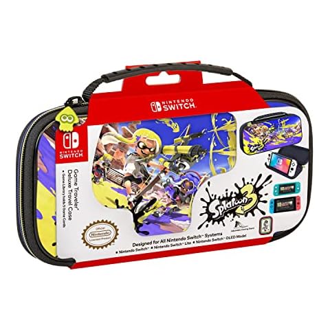 Game Traveler Splatoon 3 Nintendo Switch Case - Switch OLED Case for Switch OLED, Switch & Switch Lite, Adjustable Viewing Stand & Game Storage, Deluxe Handle, Licensed Nintendo Switch game case Cover