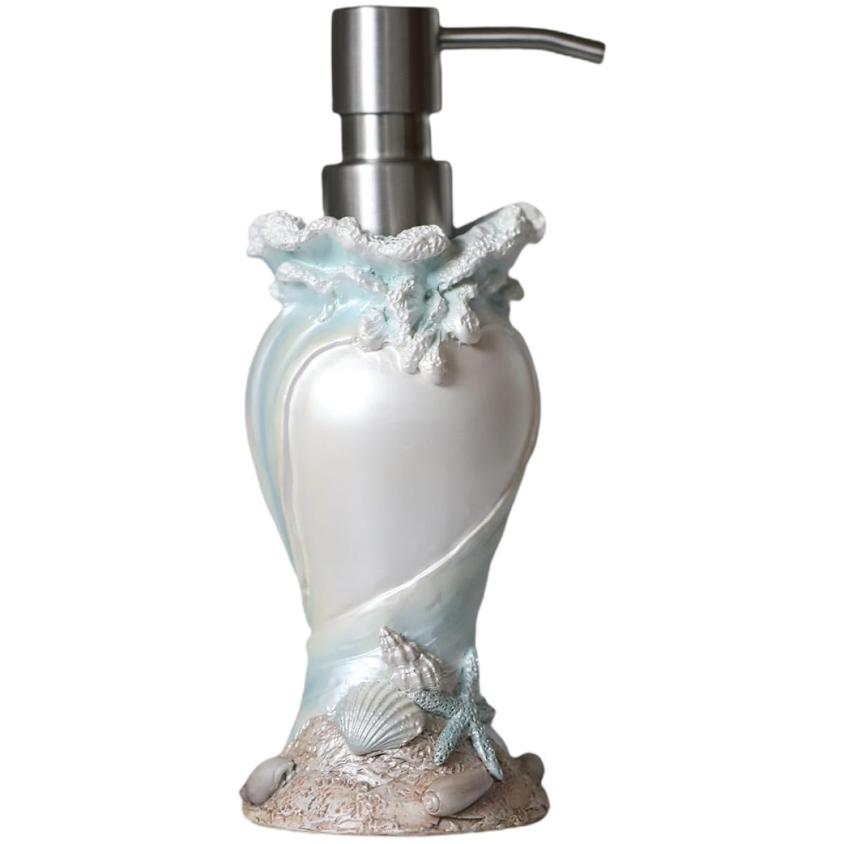 HOMSFOU Dispenser di Sapone Automatico in Resina e Acciaio Inossidabile Stile Mare Capacità 200ml Facile da Premere per Casa e Hotel