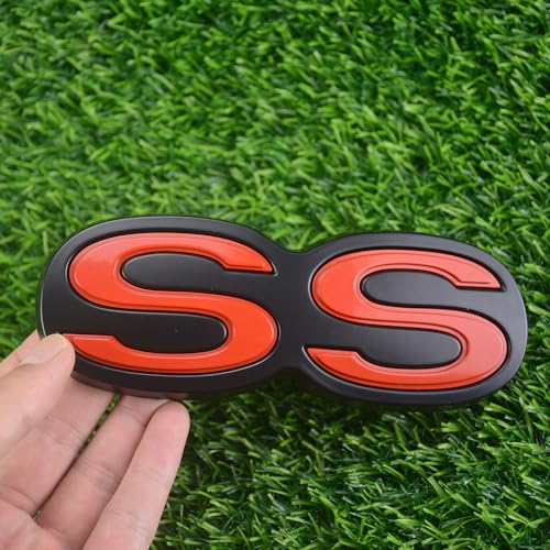 Image of 1Pc 1971 1972 Chevelle El Camino Super Sport SS Rear Bumper Emblem Letters with Hardware Replacement for SS (Black Red)