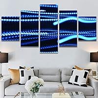 SIGNWIN 5 Panel Canvas Wall Art Abstract Brushstroke Closeup Digital Art Modern Artwork for Home Decorations Ready to Hang - 60