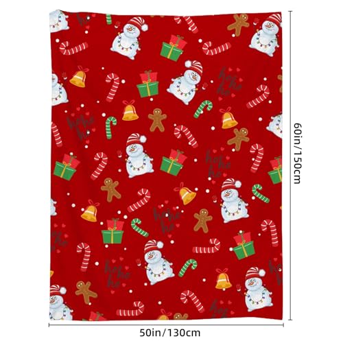 Autrucker Christmas Throw Blanket Fleece Blankets Print with Snowman Soft Warm Xmas Blanket Throws for Bed, Sofa, Couch, 150 x 130 cm - Image 2