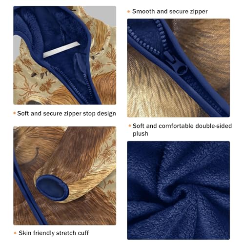 Animal Print with Capybara Toddler Fleece Jacket Girl Boys Hooded Fleece Jacket Coat Warm Outwear Zip-up 3-10T3