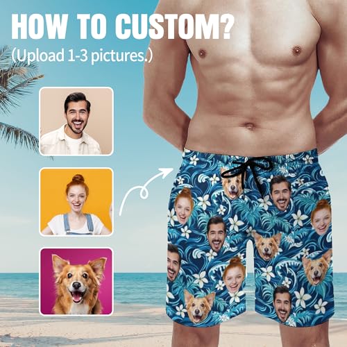 Custom Mens Swim Trunks with Face Personalized Photo Hawaiian Swim Shorts Customized Funny Beach Board Shorts2