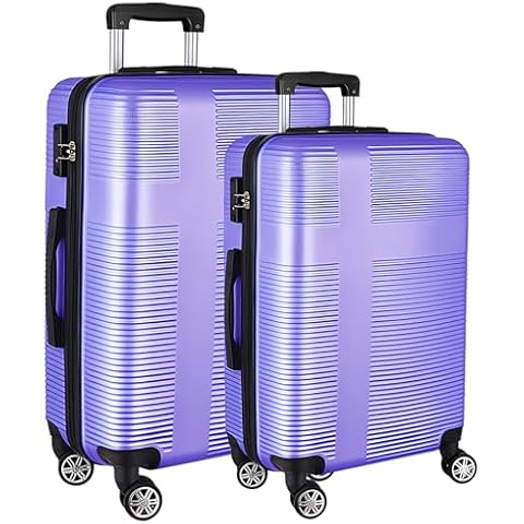 Wqzlyg Luggage Sets 2 Piece,Hardshell Suitcase Set with Wheels,Carry On 20 Inch and 24 Inch Checked Luggage,Lightweight Luggage Set for Travel,20/24 Lavender purple Cover
