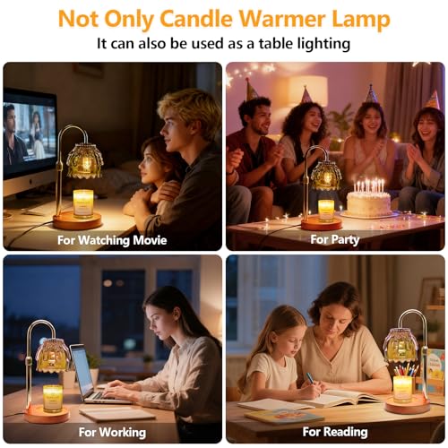 Candle Warmer Lamp with Timer and Dimmer 4-Level Dimmable Flower Light Heat Lamp for Jar Candles Adjustable Height Modern Cute Home Decor for Living Room Bedroom and Best Gift for Friends Lover. Gold - image 6