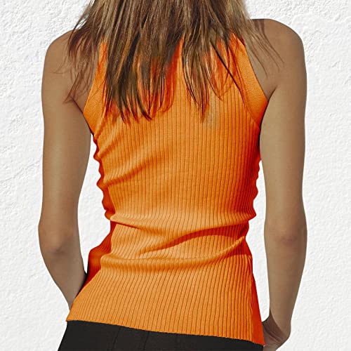 Image of Women Strapless Crop Top Sexy Hollow Out Twist Front Knitted Tank Tops Sleeveless Y2K High Neck Cut Out Sweater Vest