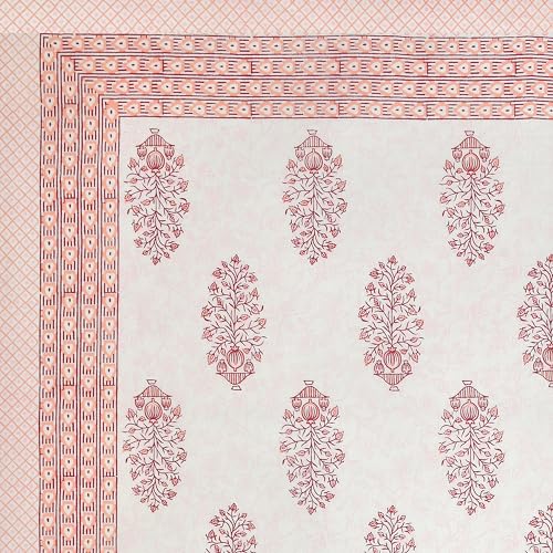 Image of BLOCKS OF INDIA Hand Block Printed 200 TC Cotton King Size Bedsheet (Maroon Pot)