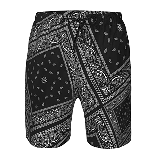 Men's Swim Trunks Black Bandanas Quick Dry Beach Short Swimwear Bathing Suits4