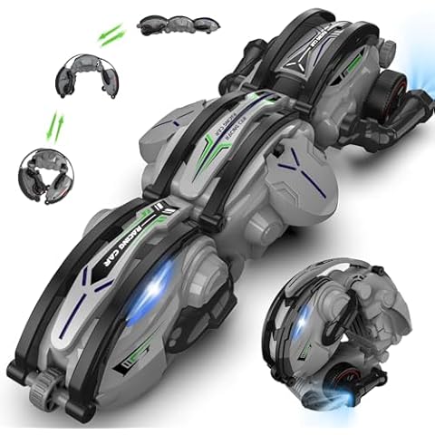 2024 Remote Control Car Snake 360° Rolling - RC Stunt Snake Car with LED Lights，2 Batteries 60+min，Indoor/Outdoor Toys for Kids Over 6 Years Old，Gifts for Christmas Birthday（Gray） Cover