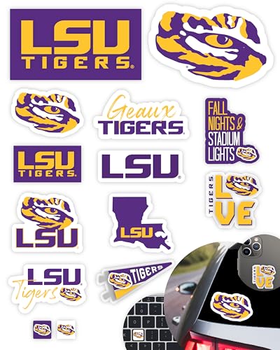 Image of LSU Stickers Decals Merch Car Sticker Tigers Football Waterproof 14 Pc