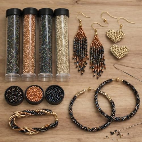 Image of Beadsnfashion Preciosa Seed Beads Tube Combo, 6 Metallic Color Size 11 /0 (2 MM) for Beading, Jewellery Making, Embroidery, Bracelets, Necklace and Craft Projects