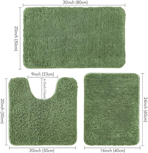 MIULEE Bath Mat Non Slip Absorbent Bathroom Soft luxurious Shower Small Mat Doormat Inside Rugs Kitchen Rugs Carpet Mat Washable for Bathroom Bedroom Kitchen Entrance 70x120 cm Matcha Green - Image 2