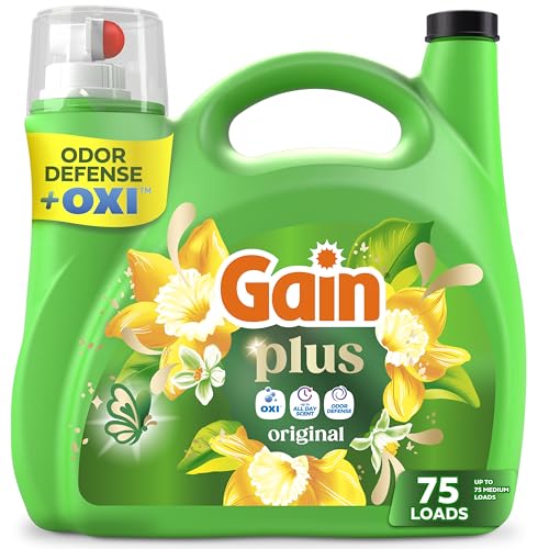 Image of Gain Plus Liquid Laundry Detergent, Cleaner, Fresher, Now with Oxi, Original Scent, 99 fl oz, 75 Loads